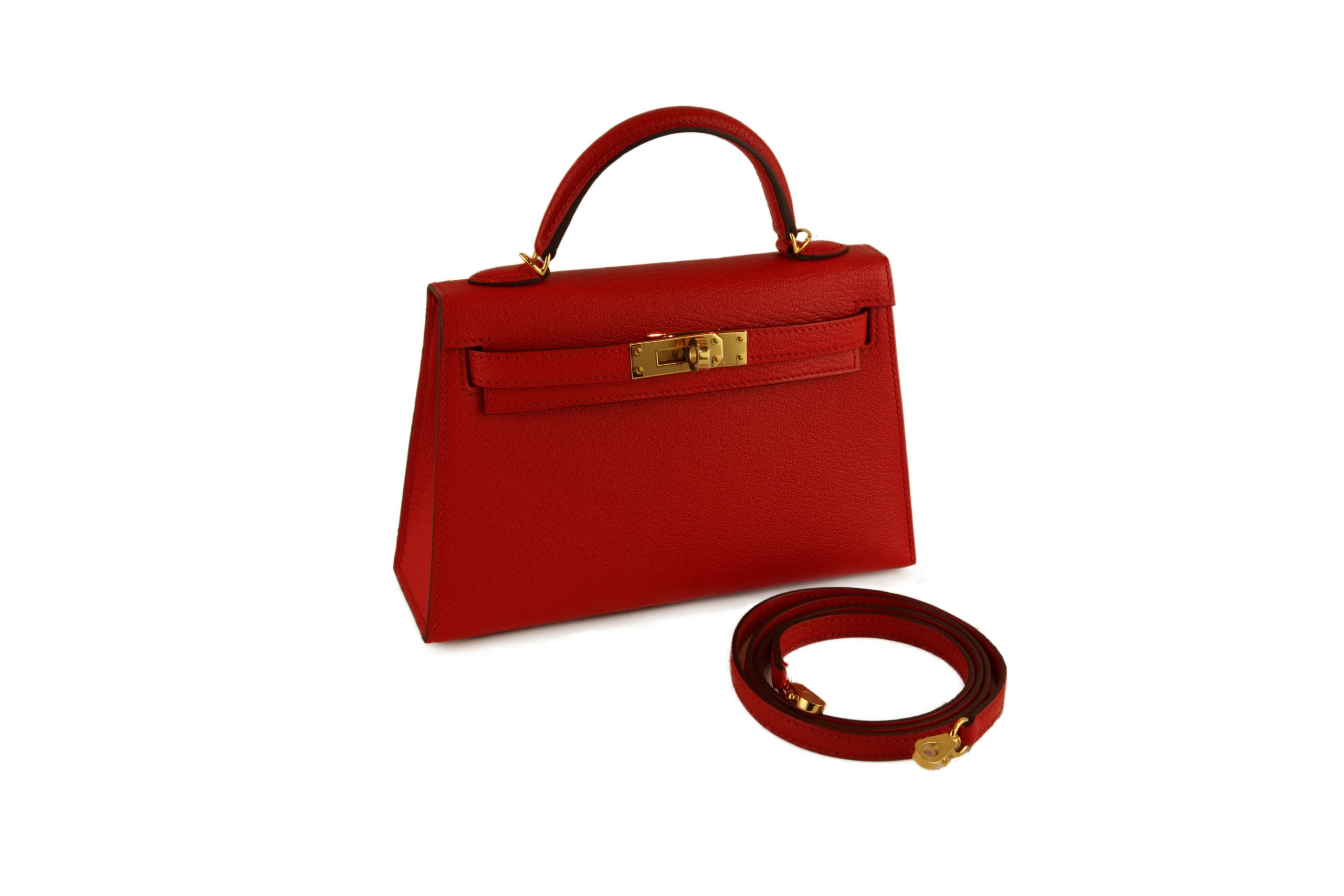 Hermès Kelly Sellier Mini II Chevre Mysore Rouge De Coeur GHW - Handbag Spa  & Shop
