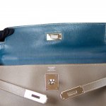 Hermès Kelly 32 Retourne Candy Epsom Etain/Blue Thalassa PHW