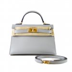 Hermes Mini Kelly I Bag 8U Blue Glacier Ostrich SHW