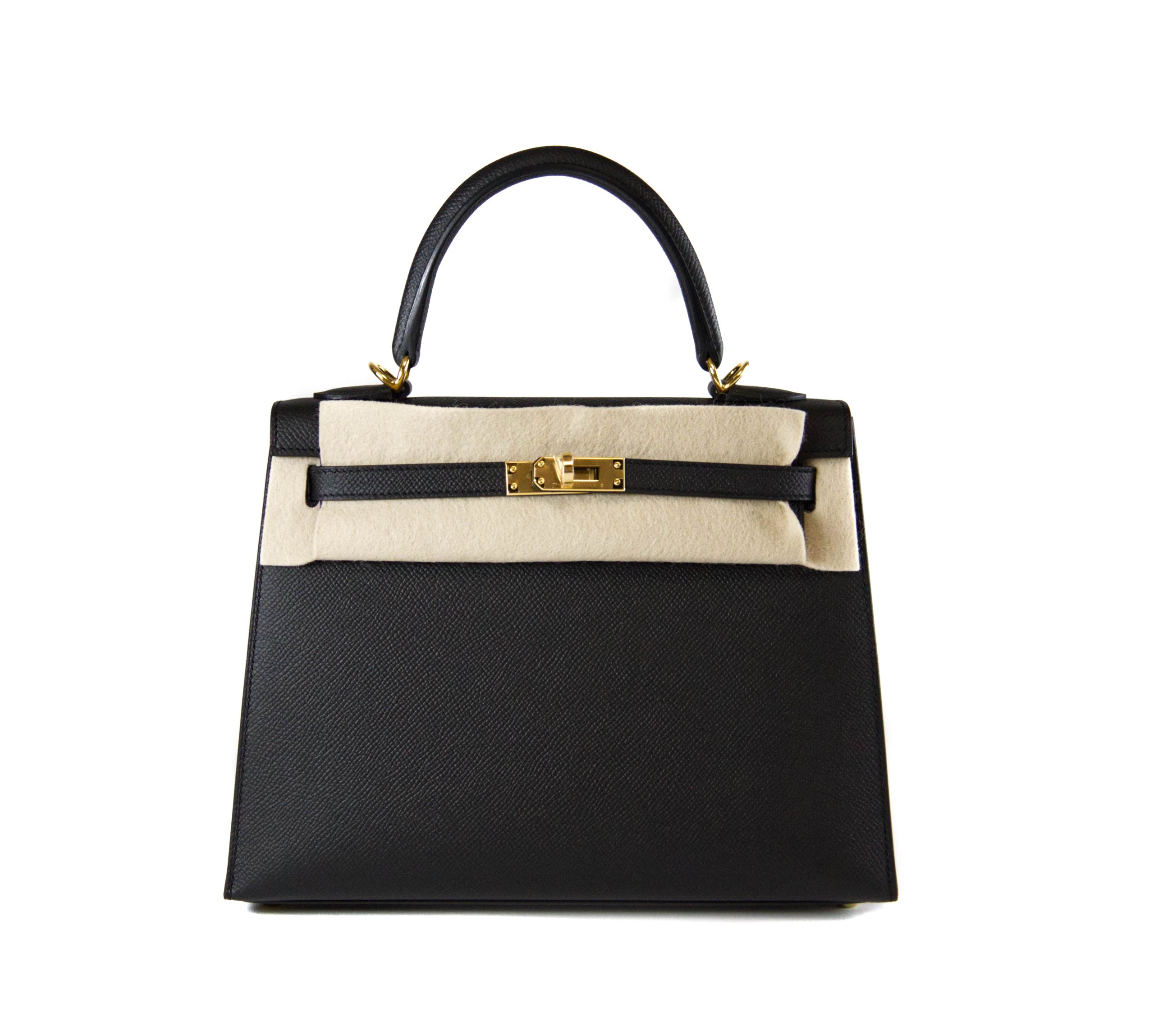 Hermès Black Sellier Kelly 25cm of Epsom Leather with Gold