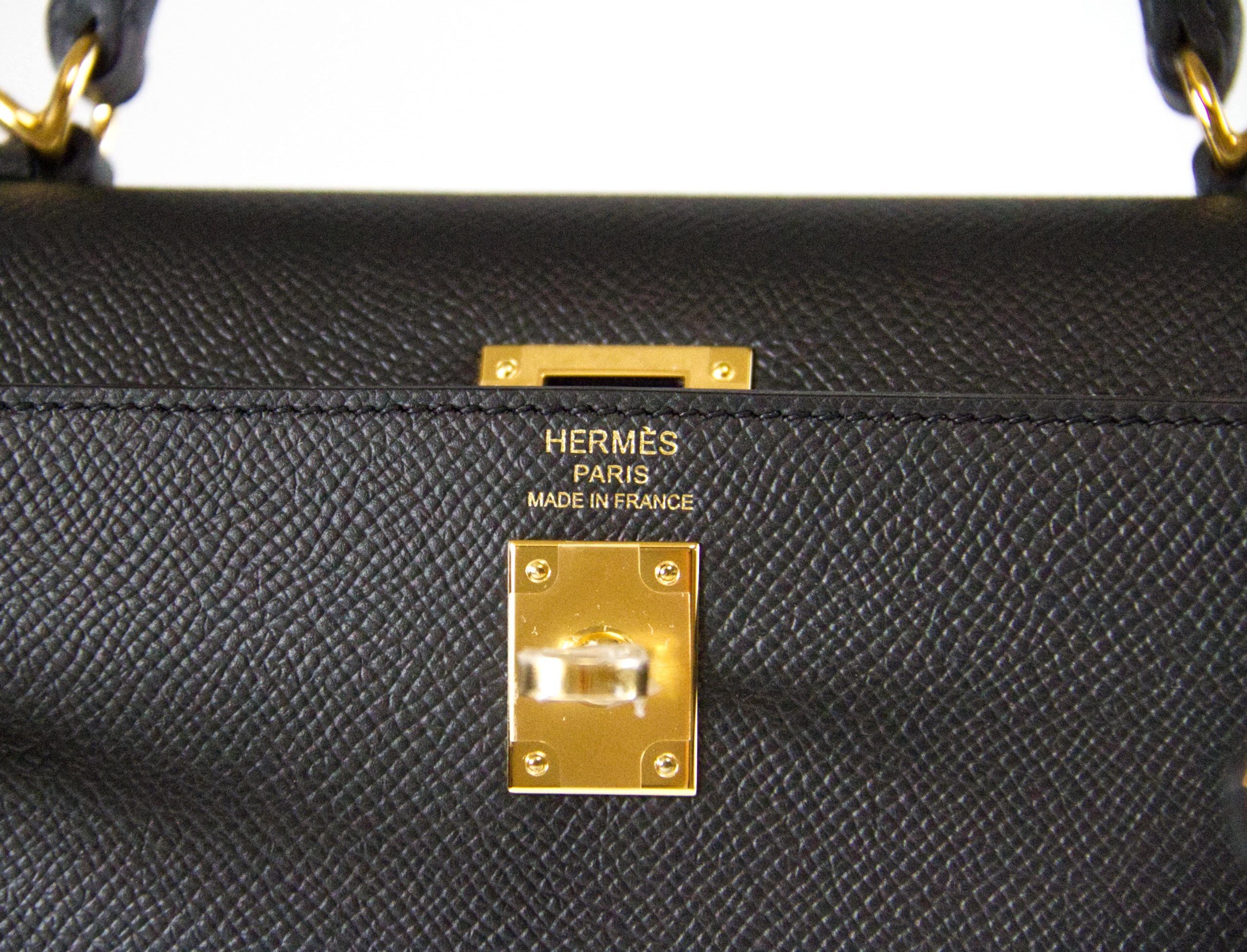 Hermes Kelly 25 Black Epsom Sellier Gold Hardware - Vendome Monte