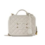 chanel Vanity Case white caviar leather