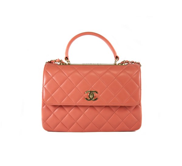 chanel trendy coral pink gold hw