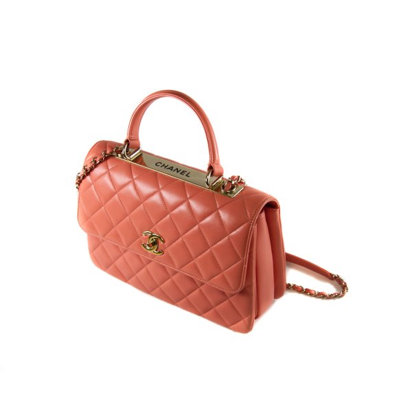 chanel trendy coral pink gold hw