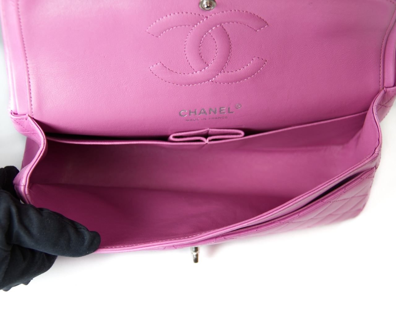 Chanel Classic Double Flap Purple inside